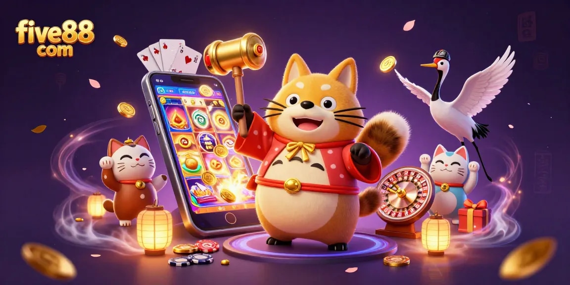 Join the excitement of five88 com with festive tanuki, lucky symbols, and thrilling casino games!