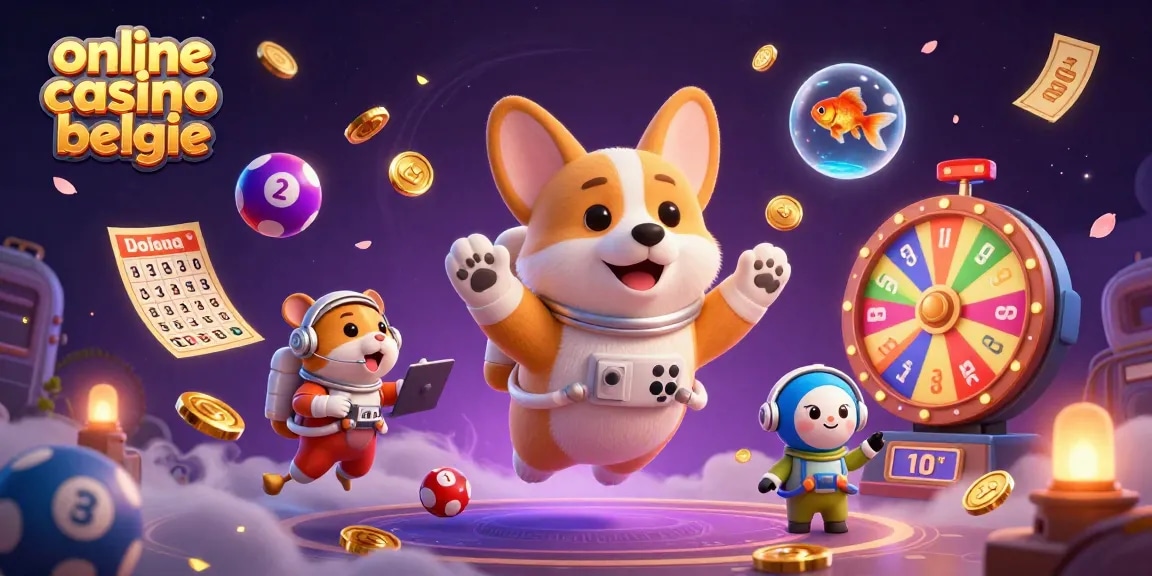 Engage with the thrilling world of online casino belgie through a vibrant 3D scene of an astronaut corgi and friends.