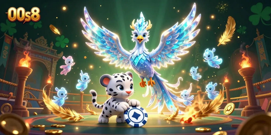 Experience 00s8's captivating gaming world with a vibrant 3D casino scene featuring exciting characters and elements.