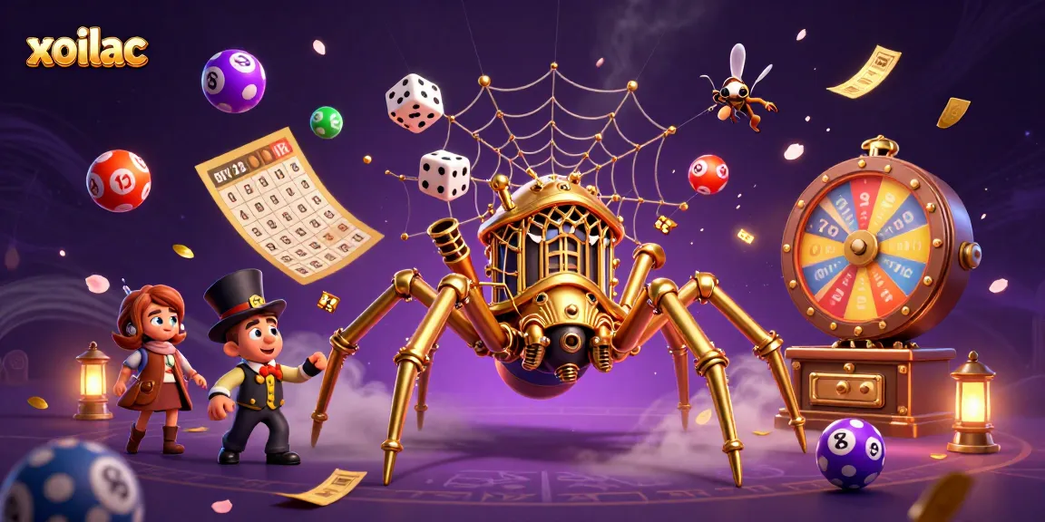 Experience thrilling wins with xoilac, featuring a dynamic cartoon scene of gambling elements.