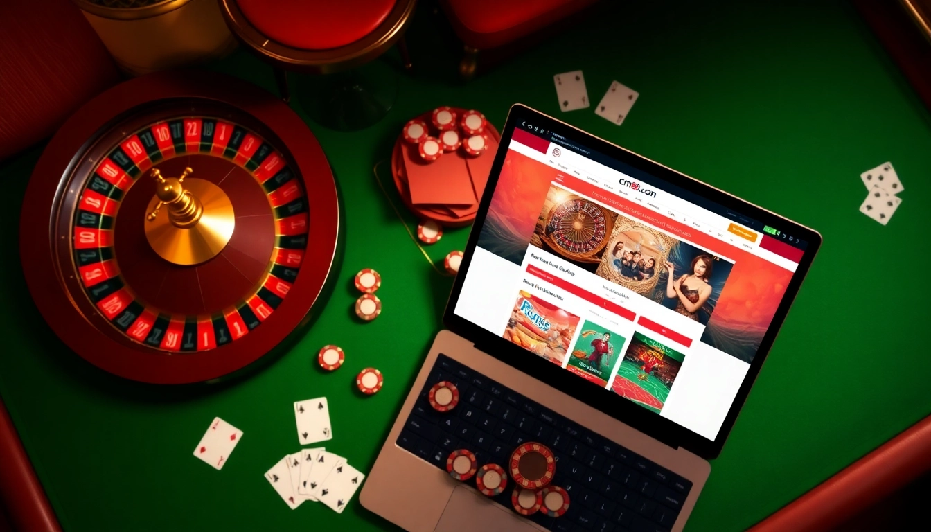 Experience thrilling online gaming at cm88.com with luxurious casino visuals showcasing tables, chips, and vibrant gameplay.