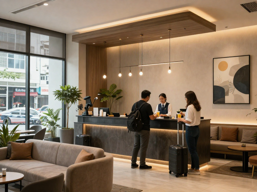 Guests arriving at ROKOK88 Penginapan Jakarta Pusat for a comfortable stay.