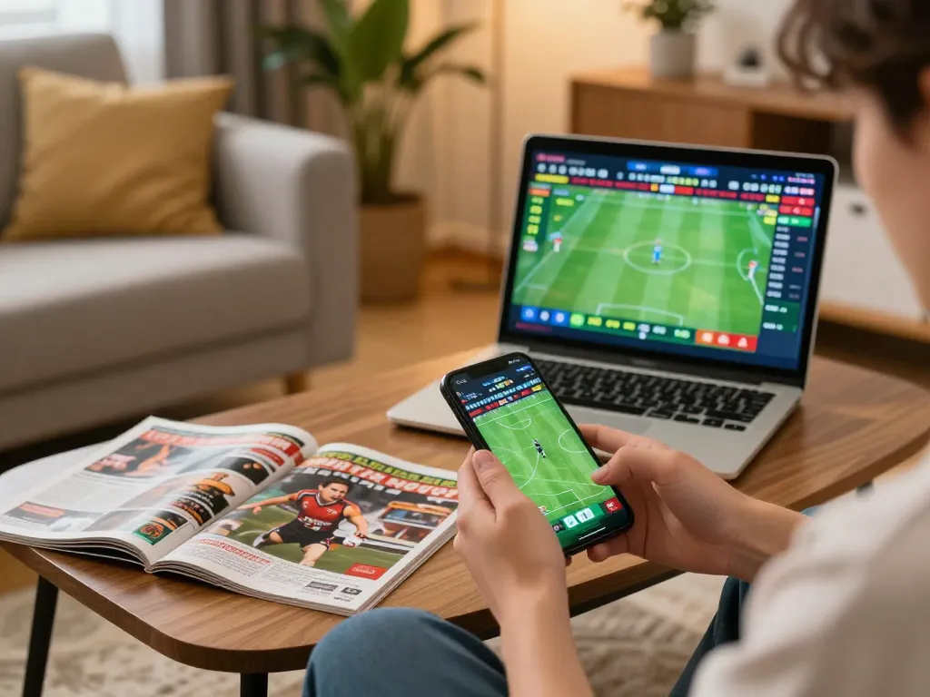Player placing a bet with LINK DA88 on smartphone in cozy home environment