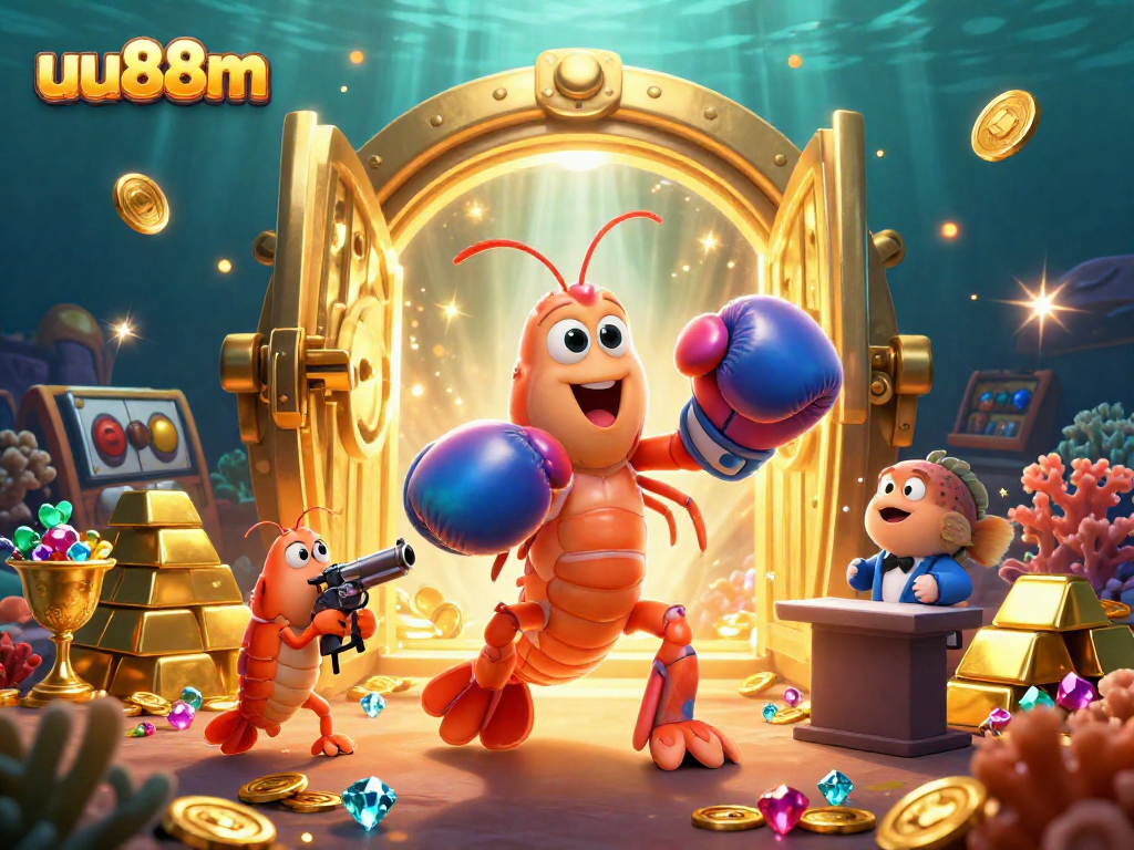 Experience thrilling jackpots with uu88m's vibrant 3D casino scene featuring unique sea creatures.