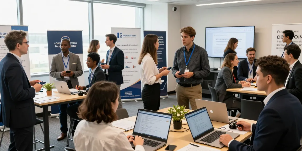 Diverse group of entrepreneurs collaborating at the Interessenverband für Unternehmer networking event.