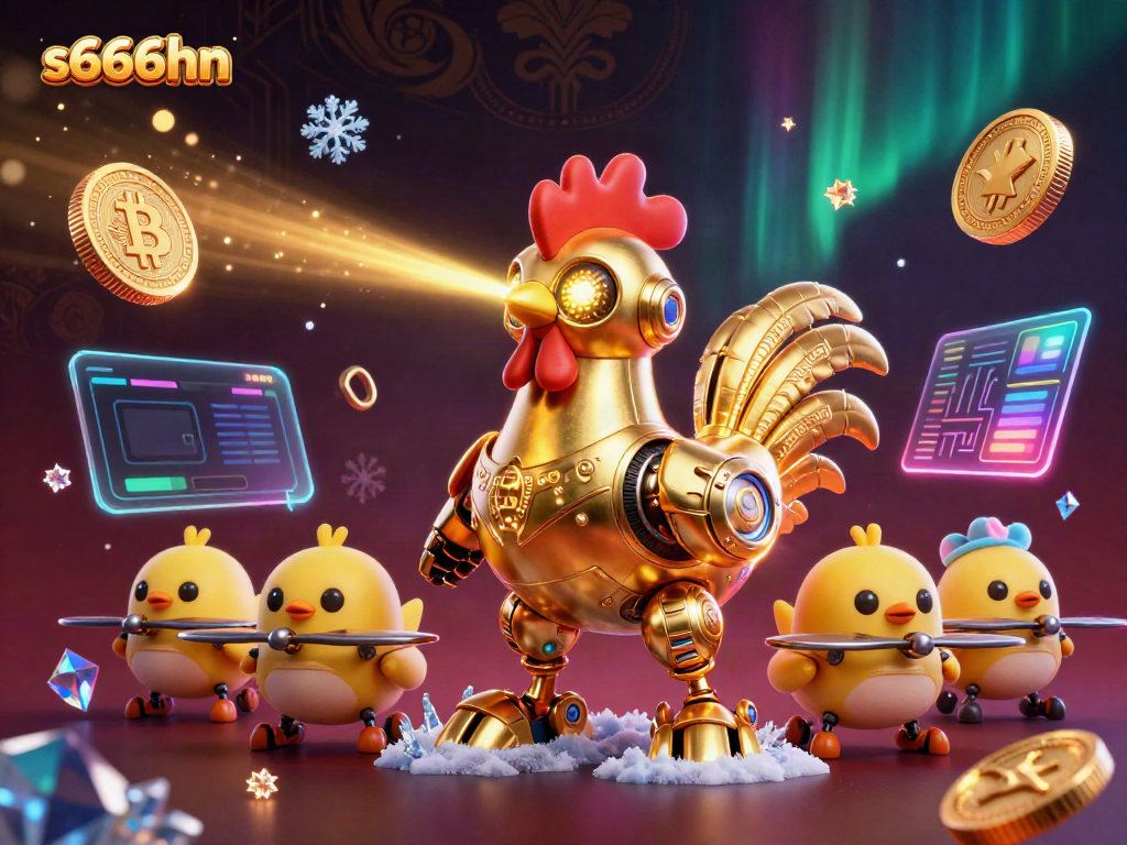 Experience thrilling gaming vibes with s666hn's carnival of vibrant characters, crypto coins, and festive elements.