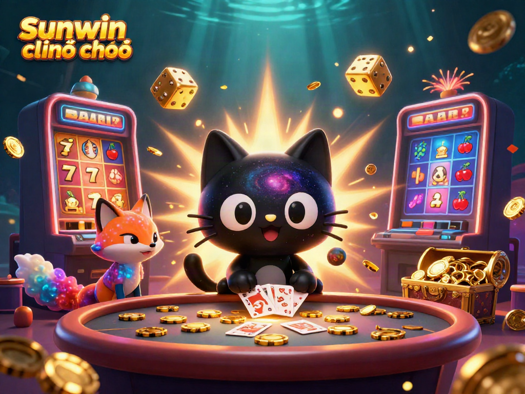 Engage in thrilling gaming action with sunwin chính chủ at a cosmic casino scene featuring vibrant characters.