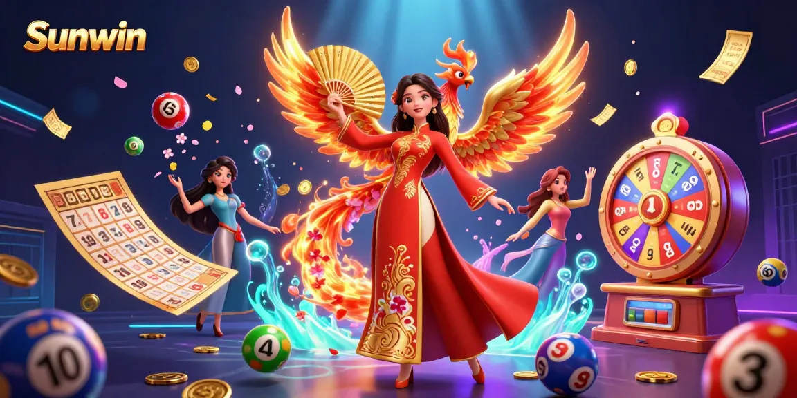 Experience exhilarating wins at Sunwin with vibrant lottery elements and captivating characters in action.