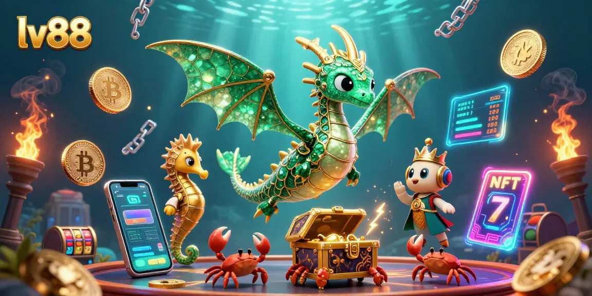 Engage in thrilling moments at lv88 with a vibrant underwater casino scene featuring a sea dragon and treasure elements.