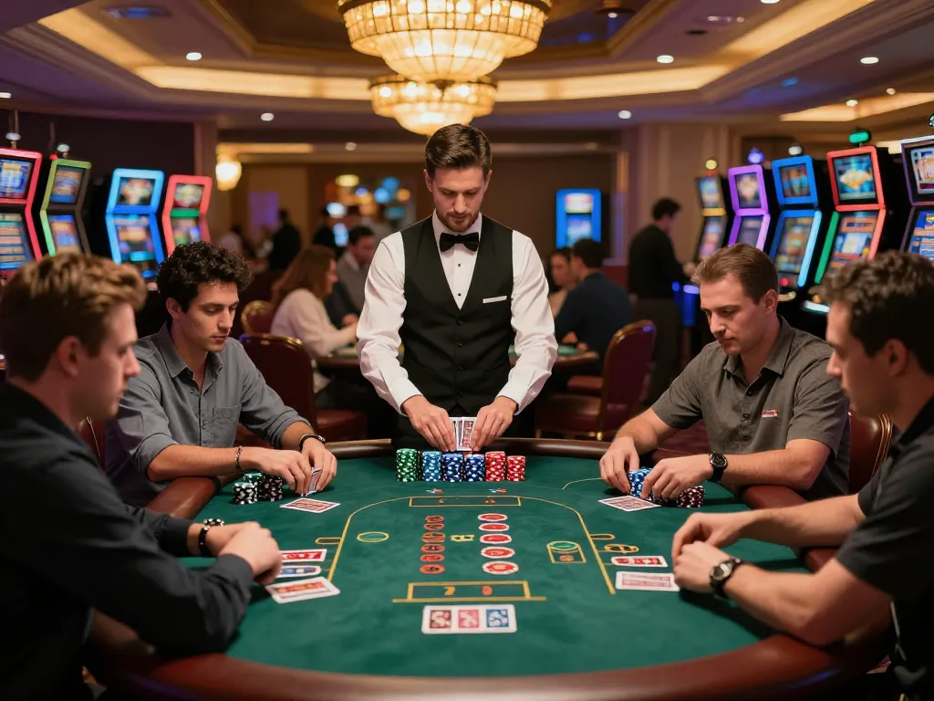 Players at a blackjack table engaging strategically in high-stakes gameplay at hm88 casino.