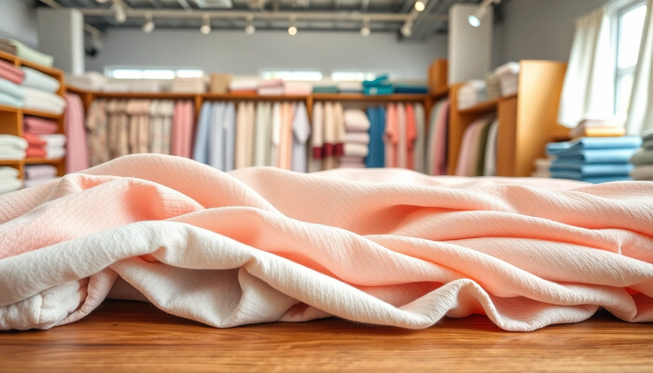 Absorberende katoenen stof met verschillende texturen en kleuren in een textielwinkel