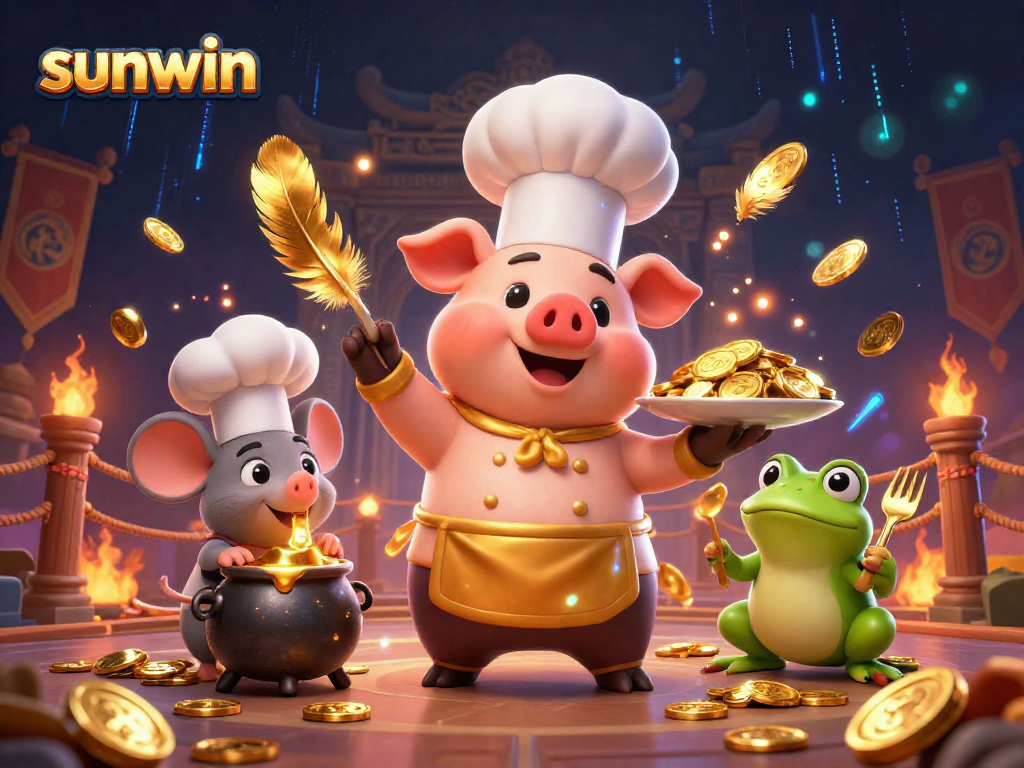 Experience thrilling gameplay with sunwin in a lively casino scene featuring unique characters.