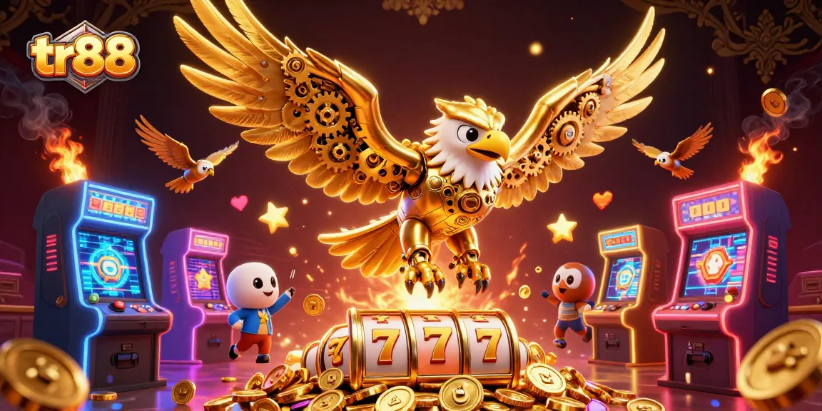 Experience the excitement of tr88 winning with jackpot slots and golden eagle action in a vibrant casino scene.