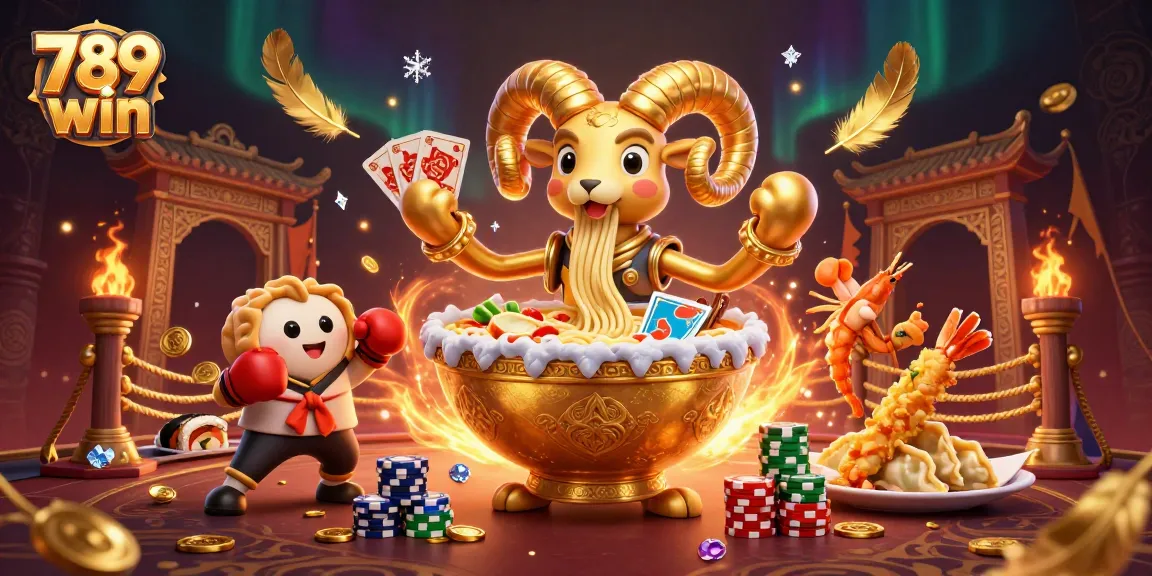 Experience the thrilling world of 789 win with vibrant characters dealing cards and surrounded by rich casino elements.