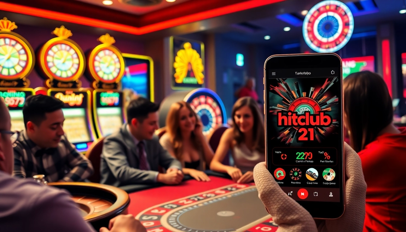 Hitclub players enjoying high-stakes poker with vibrant casino visuals and mobile gaming.