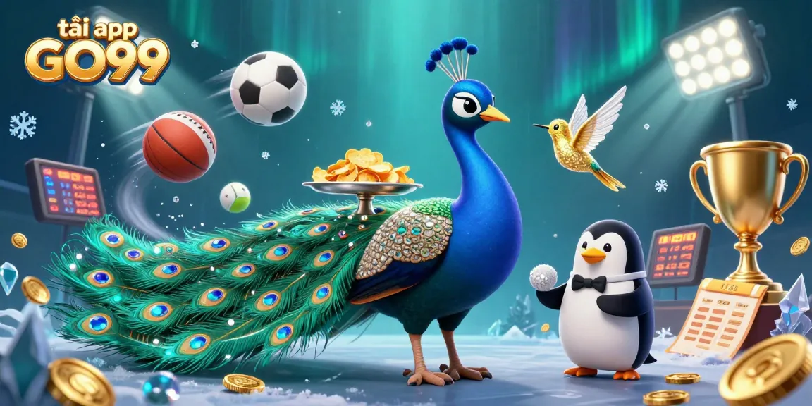 Bet on your favorite teams and tải app GO99 with vibrant sports elements in a dynamic casino scene.