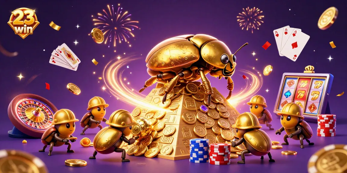 Engage in thrilling gaming at 23 win with dynamic casino fun featuring golden beetles and jackpot symbols.