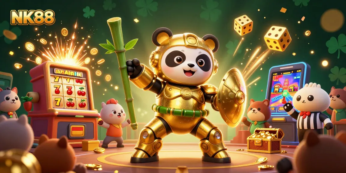 Experience thrilling action with NK88 in an ultra-detailed 3D casino illustration showcasing dynamic gameplay.