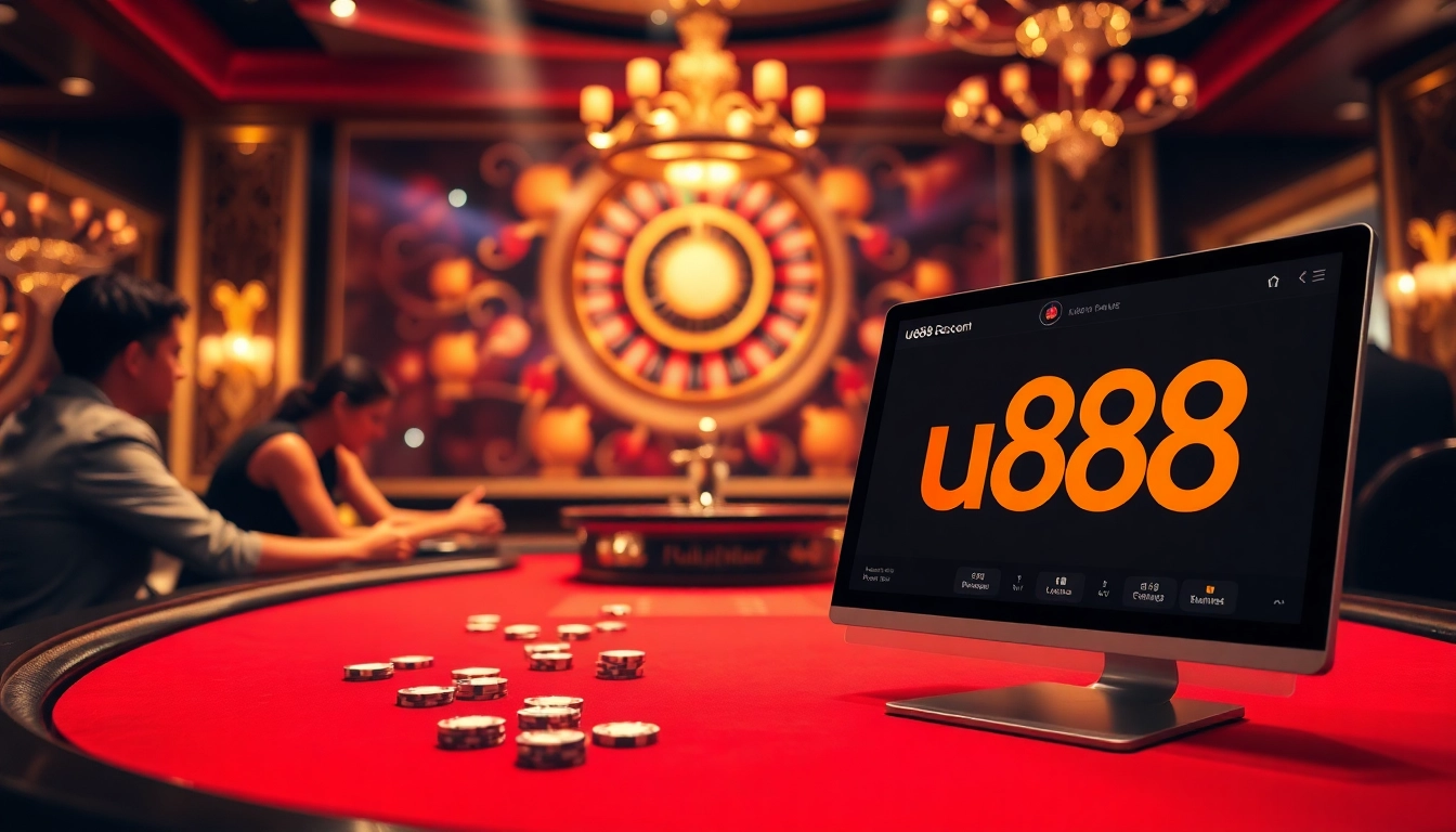 Experience thrilling poker action at u888's luxurious gaming table.