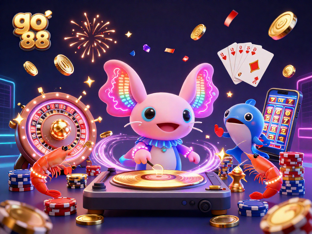 Engage in thrilling play at go 88 with vibrant casino characters and dynamic game elements in a colorful underwater scene.