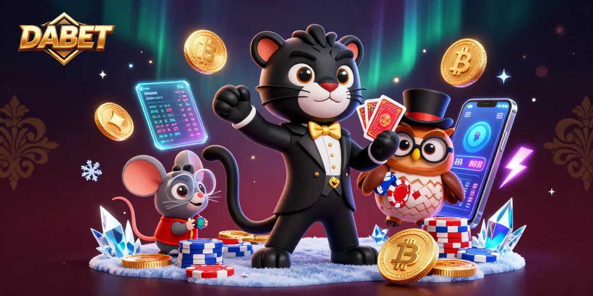 DABET's vibrant 3D casino scene featuring a tuxedoed panther and poker elements.