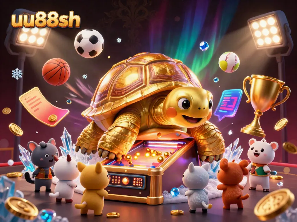 Engage in thrilling games at uu88sh with a vibrant 3D casino illustration featuring dynamic sports elements.