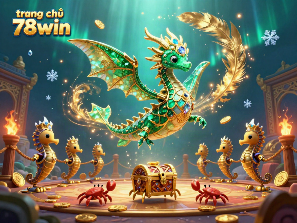 Experience excitement at trang chủ 78win, where a magical sea dragon and treasure-filled underwater scene await gamblers.
