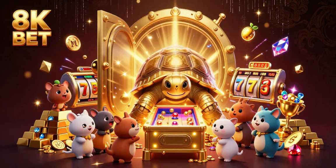 Play 8K BET at a vibrant casino scene filled with excitement and unique gaming elements.