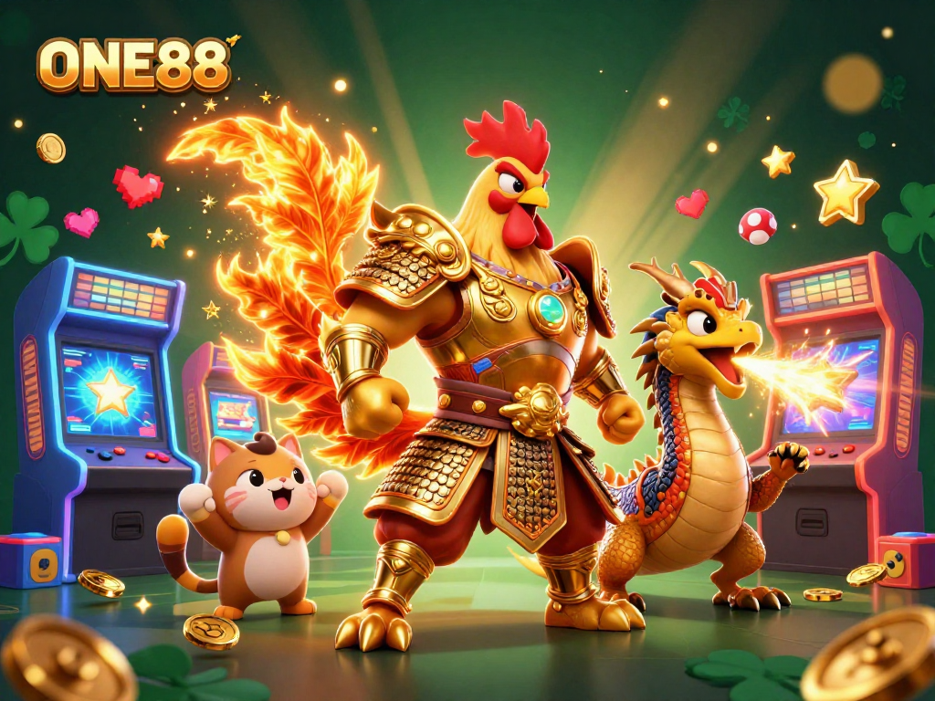 Engage in thrilling action at ONE88 with vibrant 3D characters amidst dynamic gaming elements.