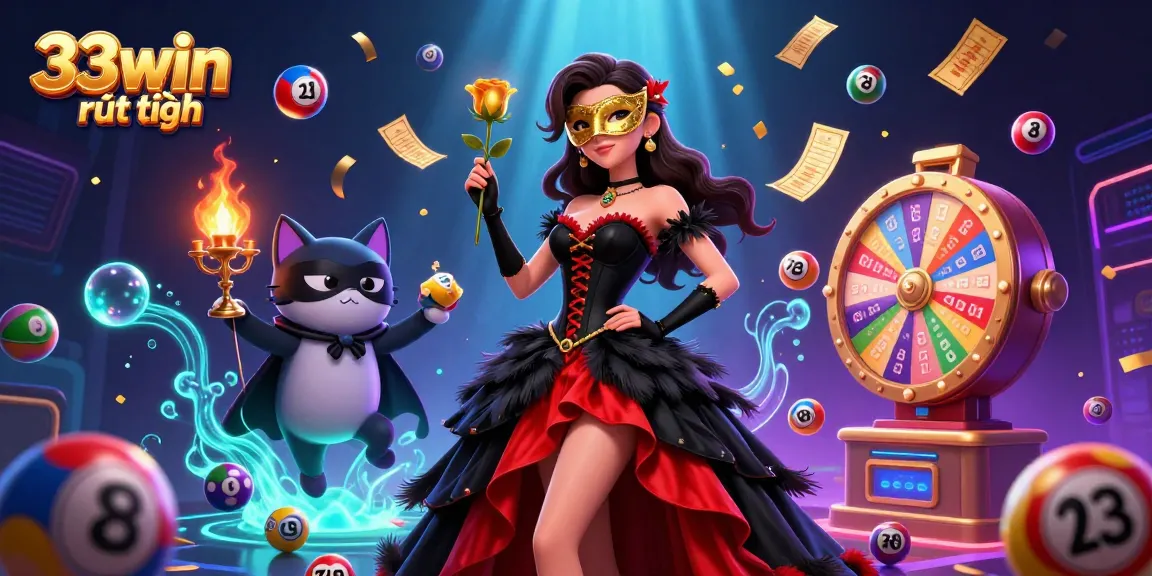 Engage with 33win rút tiền through this vibrant 3D illustration showcasing thrilling lottery elements.