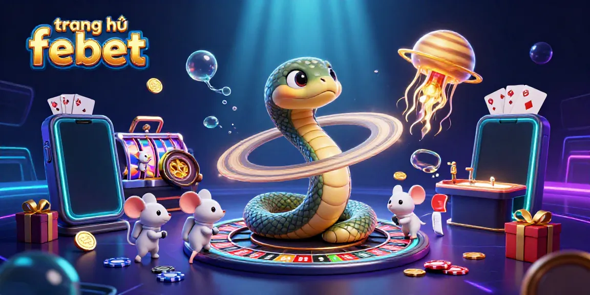 Engaging illustration of "trang chủ febet" featuring cosmic gambling with unique characters and vibrant gaming elements.