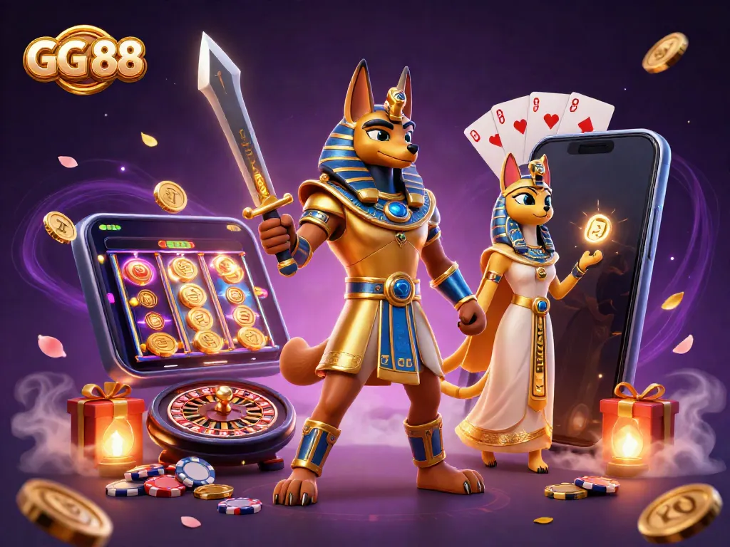 Experience excitement with GG 88 as Anubis and Bastet join in a dynamic casino adventure.