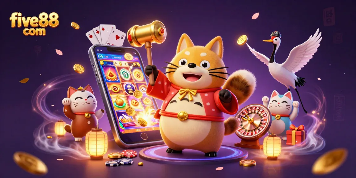 Join the excitement of five88 com with festive tanuki, lucky symbols, and thrilling casino games!