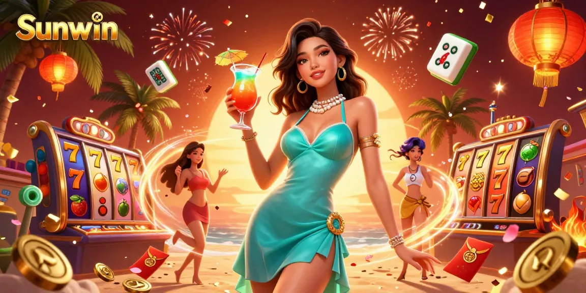 Experience thrilling gameplay at Sunwin casino with vibrant slot games and festive visuals.