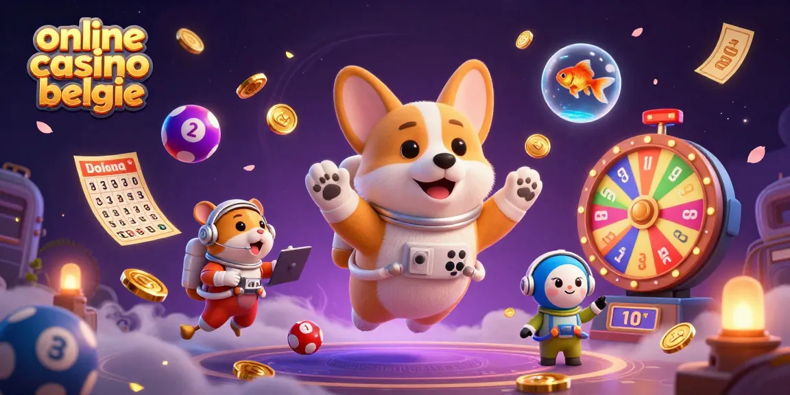 Engage with the thrilling world of online casino belgie through a vibrant 3D scene of an astronaut corgi and friends.
