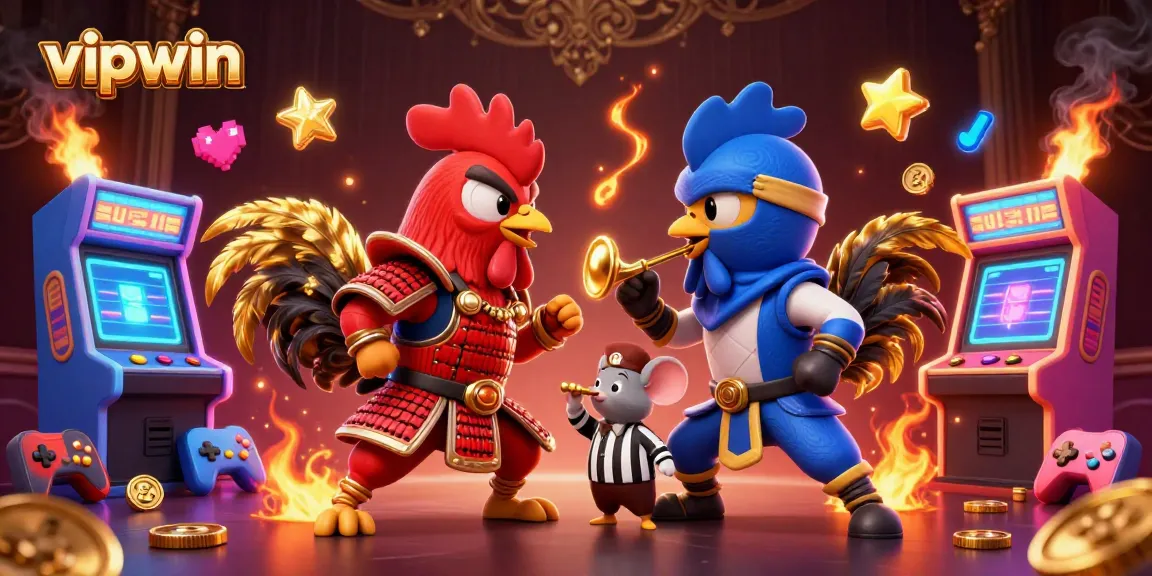 Engage with vipwin's thrilling standoff as roosters duel amid immersive gaming elements.