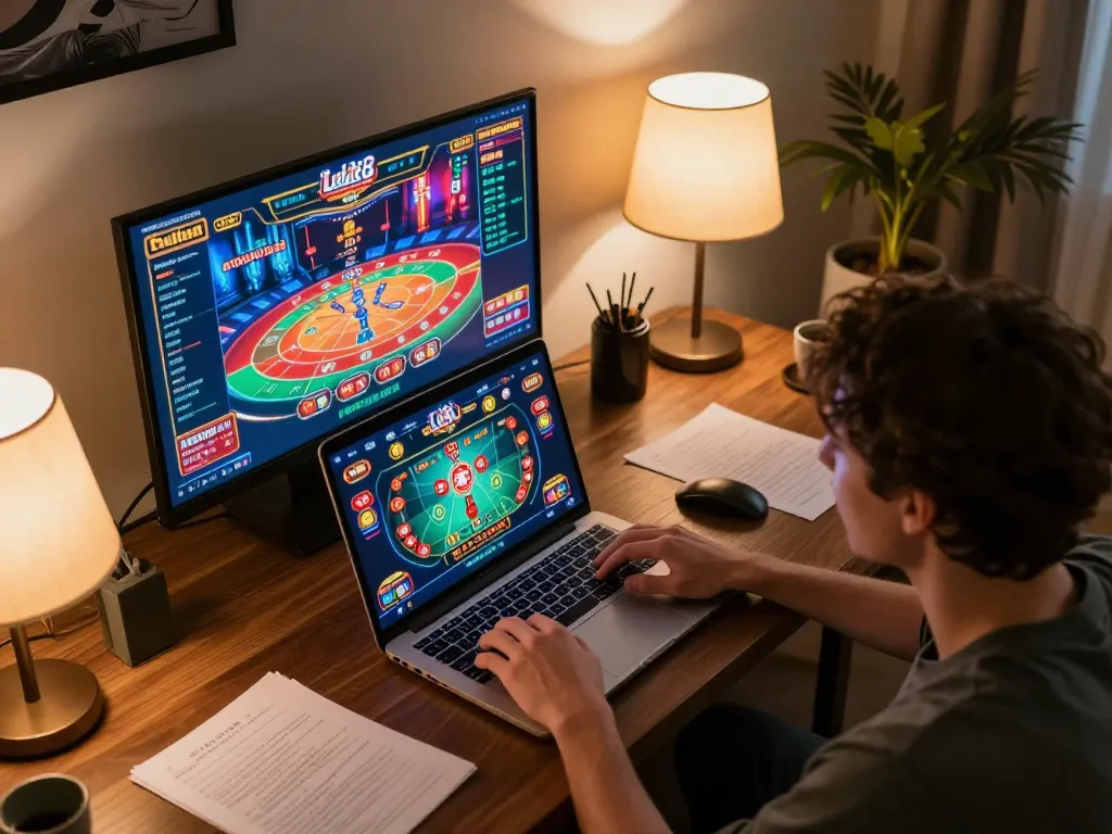 Lucks8 empowers players strategizing during an engaging online casino gaming session.