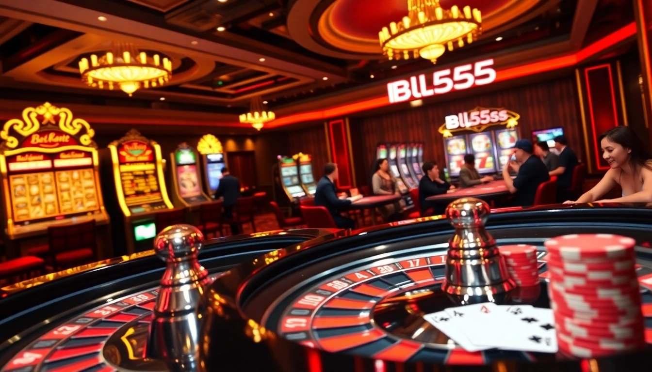 Experience thrilling moments at Bl555 casino with vibrant tables and slot machines.