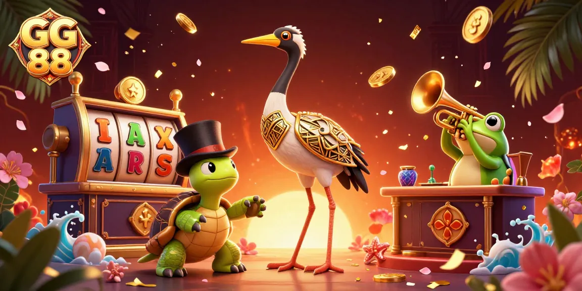 Experience the thrill of gaming at GG 88 with vibrant illustrations of jackpots and lively characters.