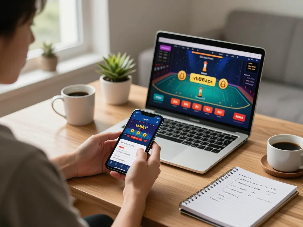 Using the vb88 apk app for online casino gaming in a cozy home setting