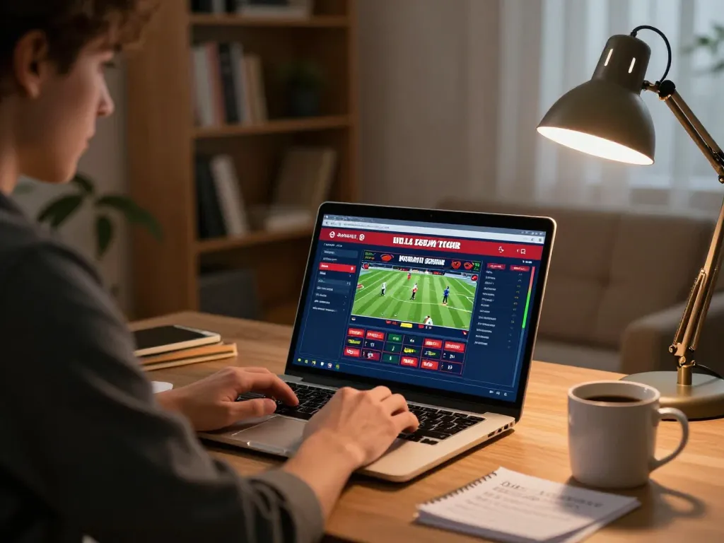 one88me user engaged in online sports betting, showcasing a stylish home office atmosphere