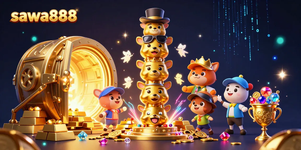 Sawa888 captivating slots animation showcasing vibrant golden totems and dynamic casino elements.