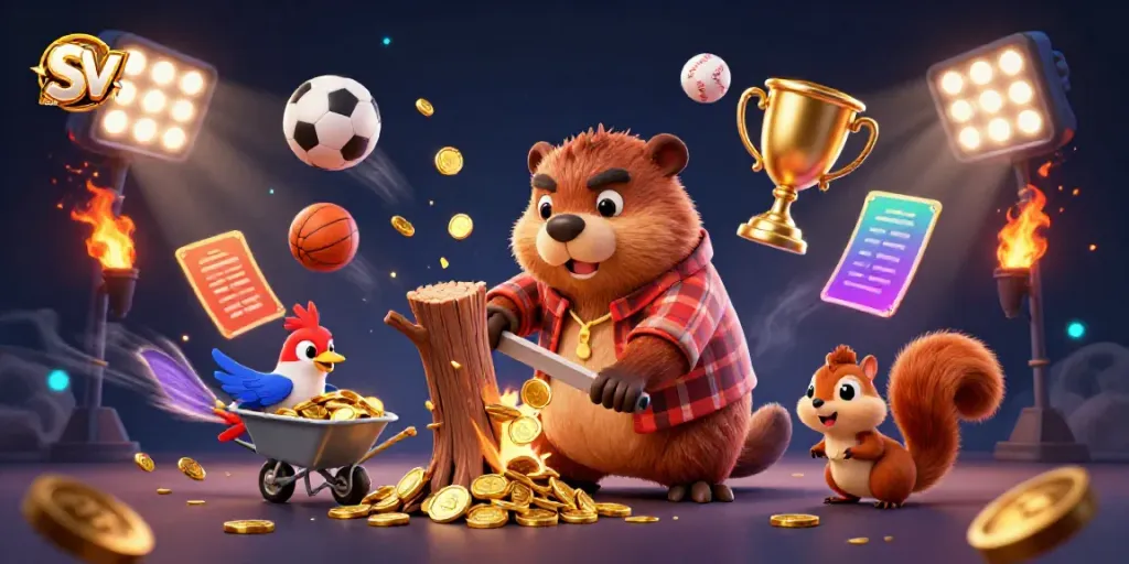 Participate in thrilling gambling at SV 388 with fun-packed action in a vibrant 3D casino scene.