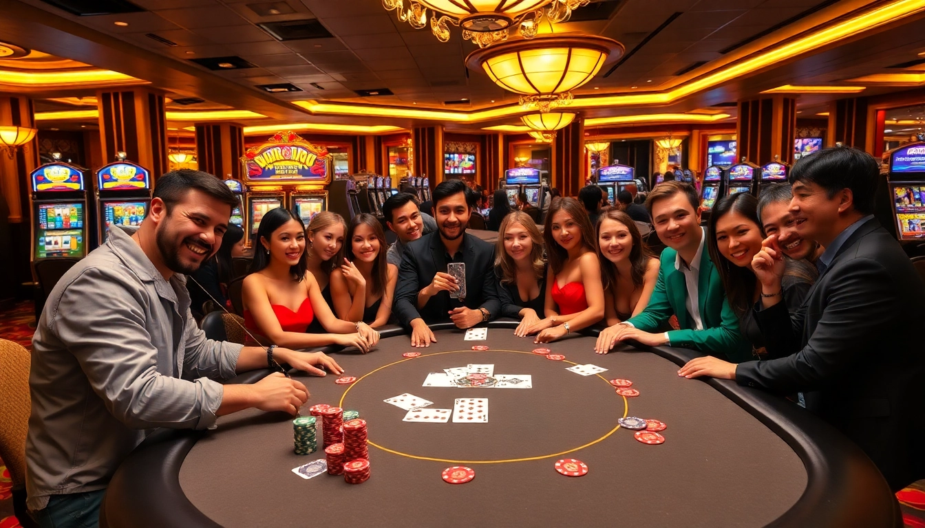 Excited players enjoy the game u888 at a vibrant online casino table surrounded by chips and cards.
