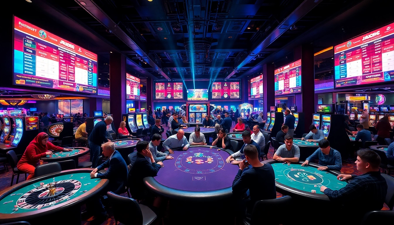 Người chơi xây dựng chiến lược tại bàn chơi JD88, thể hiện sự phấn khích và sang trọng trong bầu không khí casino đầy sống động.