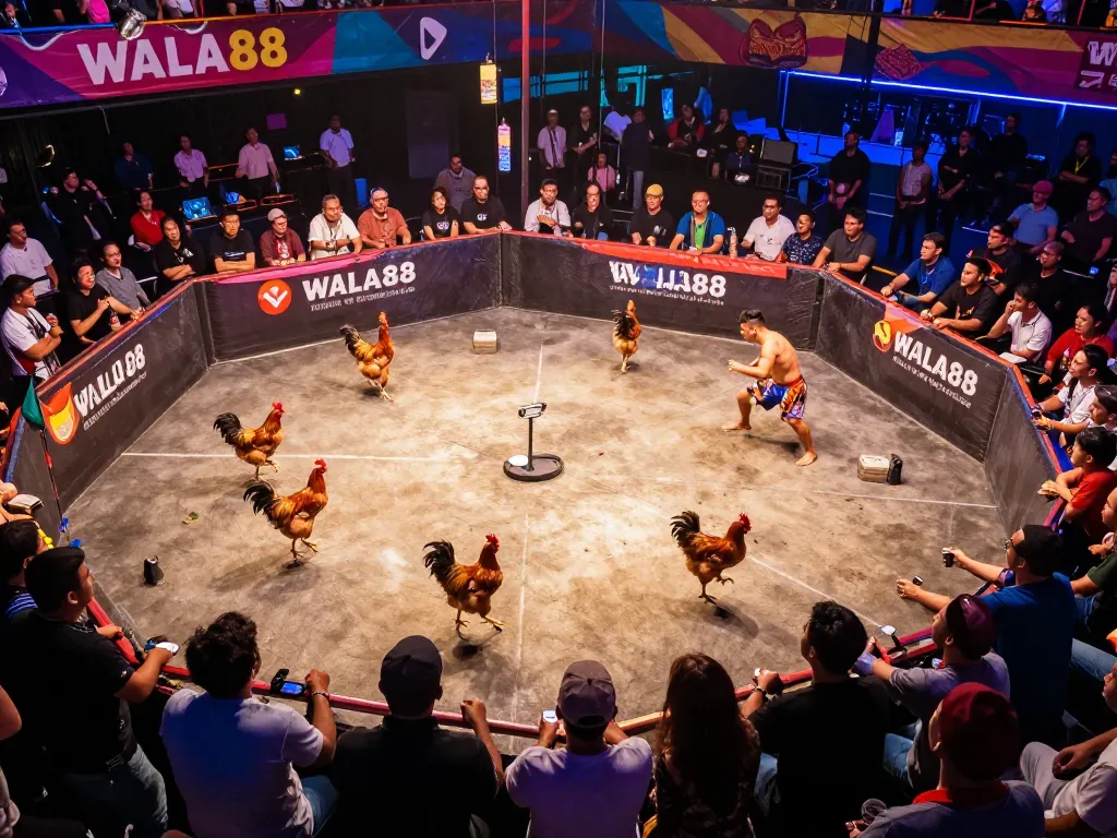 Experience live chicken fighting on WALA88 with passionate crowds and vivid action scenes