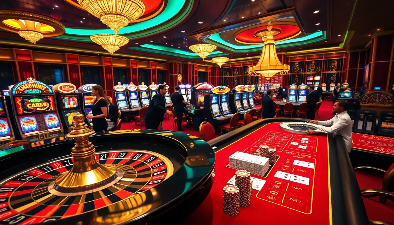 rr88 hiện đang mở with vibrant casino games and engaging players, showcasing excitement and luxury.