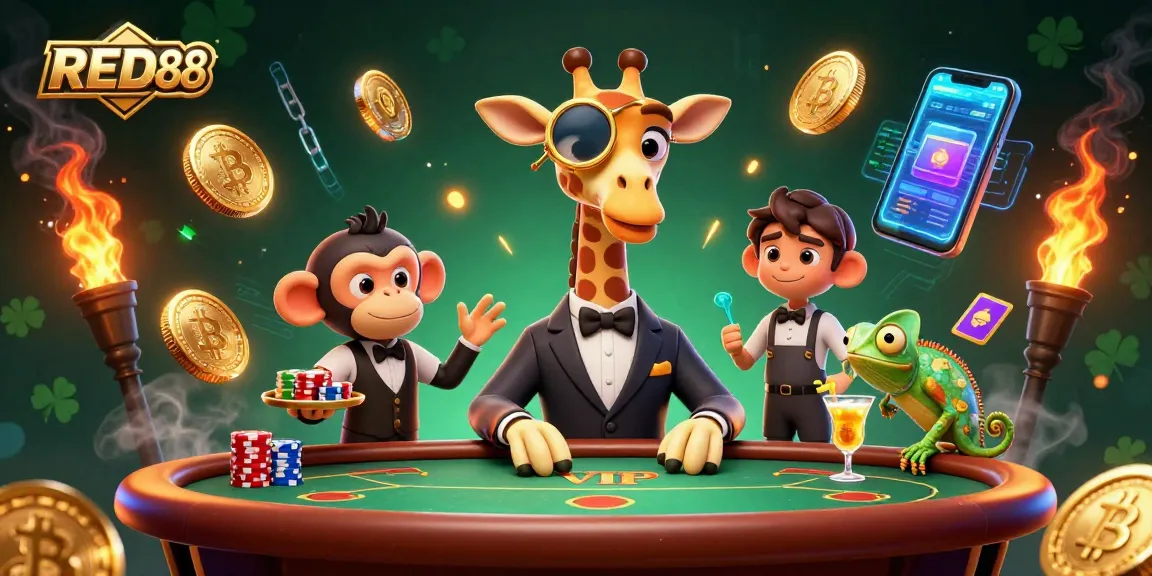 Engage in thrilling casino action with RED88 at a vibrant gaming scene.